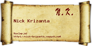 Nick Krizanta névjegykártya